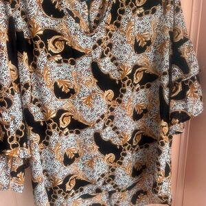 Elegant Women's Blouse with Black and Gold Design